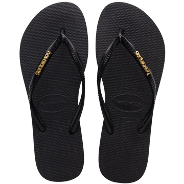 Women's Slim Logo Metallic Flip Flops
