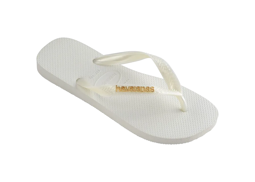 Women's Top Logo Metallic Flip Flops