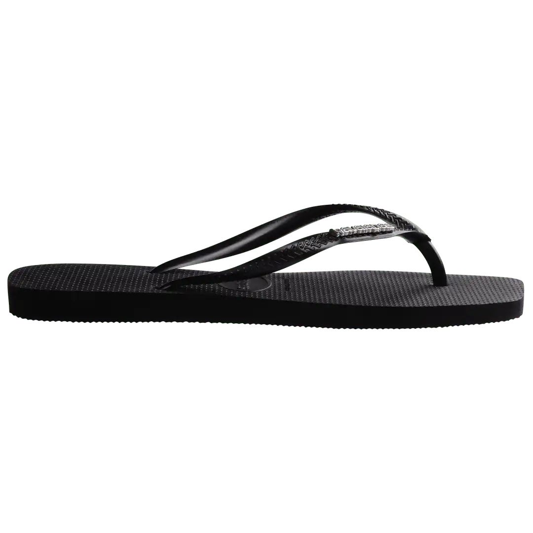 Women's Slim Square Logo Metallic Flip Flops
